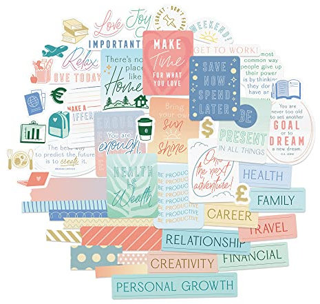 Navy Peony Minimalistische Vision Board Zitat-Aufkleber (51 Stück) – Motivierende, inspirierende Zielsetzungs-Sticker für Planer, Tagebücher und Scrapbooks
