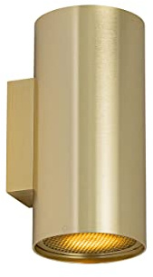 Qazqa - Design Design-Wandleuchte Gold I Messing rund 2-flammig – Sab Honey I Wohnzimmer I Schlafzimmer I Up & Down - Aluminium Rund - LED geeignet GU10