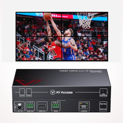 AV Access 1080P HDMI Extender Over IP Decoder, molti a molti o diretto Cat5e/6, 395ft (120m), Plug & Play senza configurazione, controllo visivo, video wall, RS-232, controllo smartphone/PC, HDCP