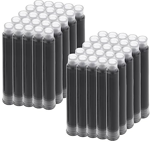 Cobee 50 Pieces Fountain Pen Balck Ink Cartridge, Fountain Pen Ink Refills for Calligraphy Pen 3.4 mm Bore Diameter(3.4mm)