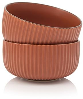 HEISE & DÜWEL I Schalen 2er Set Kaminrot I 850ml I Müslischalen Groß I Bowl Set I Suppenschalen I Ramen Schüssel Set I Smoothie Bowl Schüssel I Suppenschüssel I Steingut Geschirr Set Rot