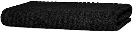 Merana Oslo Sauna- und Strandtuch | extra groß | saugstark, weich und fusselfrei | Frottier Luxus Qualität | 100% Baumwolle | Oeko-TEX | 590 GSM (Deep Black, Saunatuch (80x200cm))
