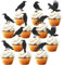 VIKY® 12 Stück Halloween Cupcake Toppers Set,Krähen Cupcake Topper,Halloween Party Kuchen Deko,Halloween Tortendeko Muffin Dessert Deko,Halloween Cupcake Dekoration,Halloween Deko Motto Partyzubehör