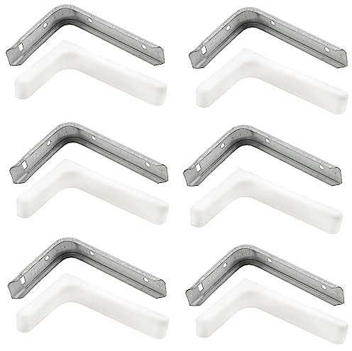 AERZETIX - C41722 - Lot de 6 Supports équerres consoles d'étagère tablette à angle droit 110x75x22 mm avec cache en plastique 118x77x25 mm pour fixation murale - en acier - couleur blanc