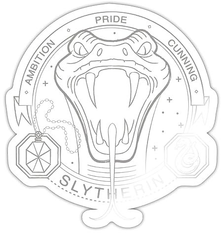 Spreadshirt Harry Potter Slytherin Wappen Schlange Sticker, max. 10 x 10 cm, 10 x 10 cm, Weiß glänzend