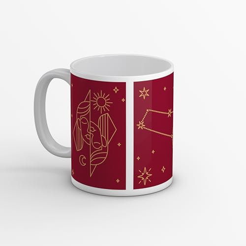 Taza Signos Del Zodiaco Personalizada Con Nombre, Taza De Cerámica, Constelaciones Estelares, Taza Horóscopo Zodiacal, 12 Signos Del Zodiaco, Color Rojo, SarAgu