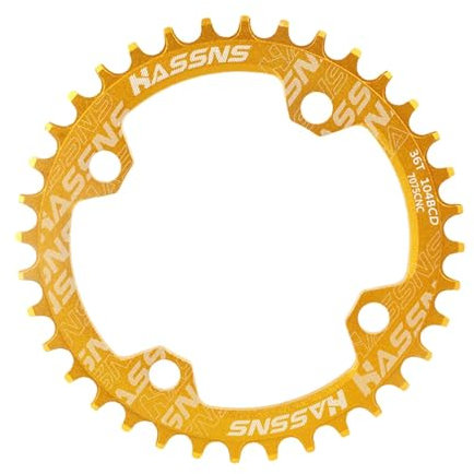 Oshhni Fahrradkettenblatt Fahrradkettenblatt BCD 104 mm Tragbares Kettenrad Langlebiges Kettenblatt für 8 9 10 11 12 Geschwindigkeit für Rennradzubehör, Gold