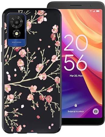 HGJTFANY Phone Case for TCL 501 T433D, Shockproof TPU Bumper Case, 360° Drop Protection Shell Ultra-Thin Soft Silicone Cover for TCL 501 T433D (6.0) - Camellia