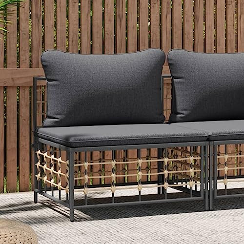 Rantry Casa Zentrales Gartensofa mit Kissen aus Polyrattan, dunkelgrau, Sofas für den Außenbereich für den Garten, Loungesofa für den Garten, Terrassenmöbel im Freien, Gartenmöbel