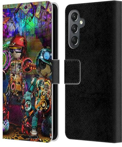 Head Case Designs Offizielle Jumbie Art Boombox Roboter Visionär Leder-Wallet-Hülle Kompatibel mit Samsung Galaxy A25 5G