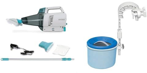 Intex Manual Pool Vacuum with Rechargeable Battery One Size & Skimmer de Surface Deluxe pour autostable ou Tubulaire