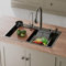 SIRHONA Évier de Cuisine Multifonctionnel Cascade, Évier de Cuisine en Acier Inoxydable Nano Noir Avec Robinet de Poisson Volant Rétractable, Fonctionnement Silencieux(75x45 cm)