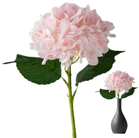 Lesunbak Künstliche Blume Hortensie, Hortensien Kunstblumen Länge 45cm, Getrocknete Hortensien, Kunstblumen Wie Echt Deko Seidenblumen, Kunstblumen Für Hochzeit Home Par Tisch Küche Büro Deko Rosa