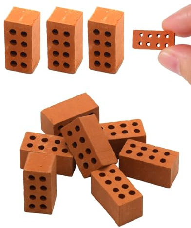 HSIXHAF 50 pcs Mini Ziegel Miniatur Ziegel Mini Modellziegel Gebäude Ziegelsteine für DIY Bauen Puppenhaus Garten Ornament Haus Spielzeug Deko, 0,79 x 0,39 x 0,4 Zoll