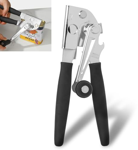 Maixy Commercial Can Opener with Magnet, Manual Heavy Duty Folding Hand Crank Can Opener Smooth Edge with Comfortable Long Handles, Fit All Size Cans, Large Cans