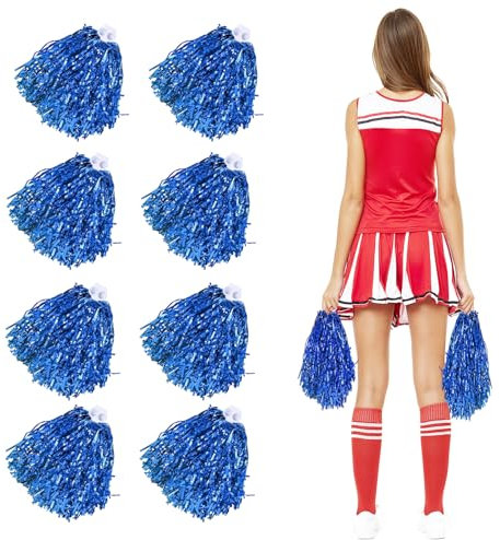 8 Stück Cheerleader Pompoms, Kunststoff Handblumen für Schule, Sport, Tanz, Karneval Parteien (B)