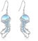 Quallen Ohrringe 925 Sterling Silber Mondstein Quallen Tropfen Ohrringe Ozean Schmuck für Frauen