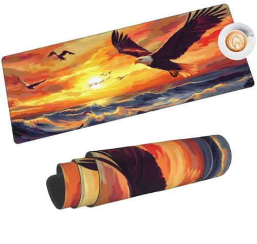Tappetino Mouse Tramonto Tappetino Mouse 1500x600 mm, Tappetino Mouse XXL Tappetino Gaming Mare dell'Aquila Tappetino Scrivania Grande Mousepad, Impermeabile Mouse Pad per Gaming, Ufficio -285HDM