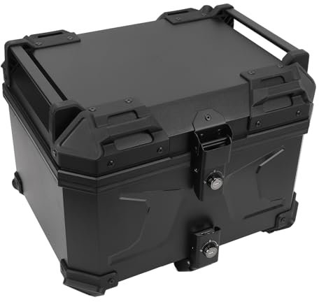 Motorrad Top Case, 45L wasserdichte Universal Motorrad Kofferraum Heckbox mit Sicherheitsschloss & Reflektorstreifen Heavy Duty ABS Motorrad Heck Aufbewahrungsbox
