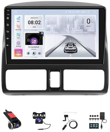 9 Inch 2 Din Android 14 Touch Screen Car Radio for Honda CR-V 2 CRV 2001-2006 with GPS Navigation Bluetooth Wireless Carplay Steering Wheel Controls AHD Backup Camera(F5 (8+256G))