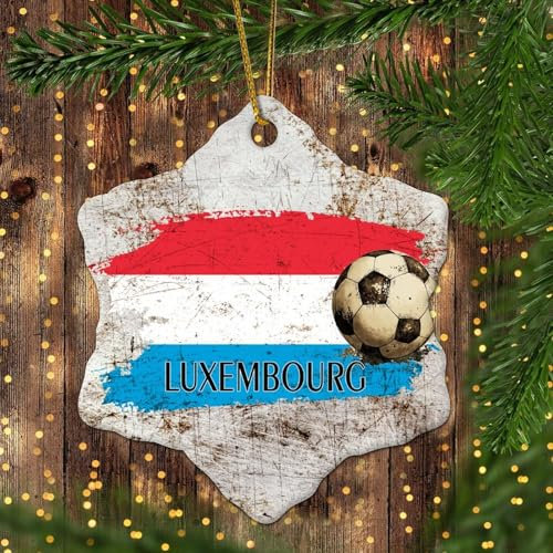 LMMIXEE Luxemburg-Weihnachtsbaumschmuck, Luxemburg-Flagge, personalisierbar, Weihnachtsschmuck 2024, Keramik, Luxemburg-Souvenir, Weihnachtsbaum-Anhänger, Winterurlaub, Neujahr, Party-Dekoration, 7,6