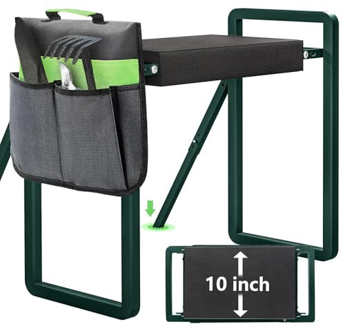 Onadak Foldable Garden Kneeler Seat with Handles & Tools Bag - Heavy Duty Foldable EVA Foam Padded Garden Kneeler - Lightweight Kneeling Stool for Gardening - Multi-Use Portable Garden Kneeler Seat