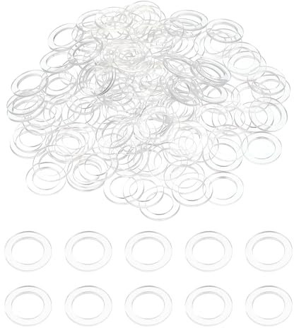 sourcing map Lot de 120 rondelles plates M8 en PVC - 8 mm x 12 mm x 1 mm d'épaisseur - Œillets unis en plastique - Joint d'étanchéité pour tuyau d'eau - Transparent