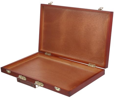 DIYEAH Caja de almacenamiento de madera para artistas con mango para pinturas y herramientas