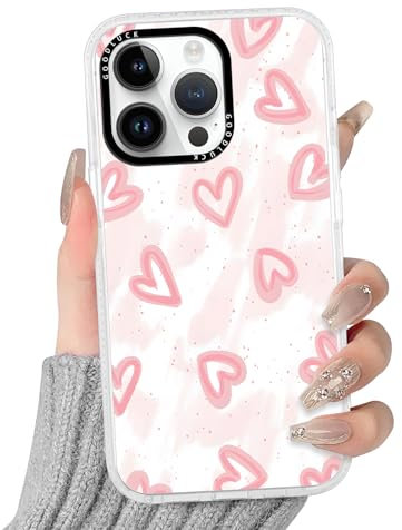 Yirlbey Transparente Coque pour iPhone 11 Pro, Aesthetic Coeur Motif Étui Heart Design Rose Housse de Téléphone pour Filles, Silicone Cover Anti-Rayures Protection Case pour iPhone 11 Pro 5,8,Rose