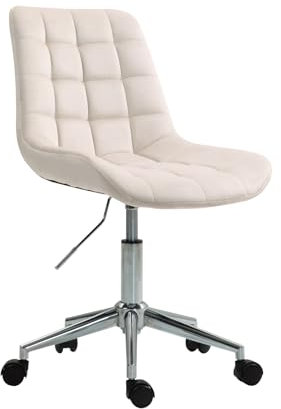 SVITA Micky Bürostuhl Kinder Schreibtischstuhl höhenverstellbar Rollen Drehstuhl Jugendstuhl Samt Creme