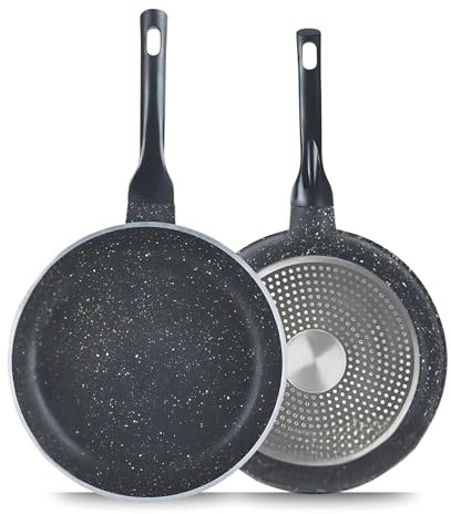 SK COOKWARE Non-Stick Frying Pan 28cm | Induction Hob Pan Aluminium with Soft-Grip Handle | Black Granite Coating, PFOA-Free | Easy-Clean, All Hobs, Dishwasher Safe