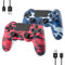 YsoKK 2 Pack Wireless Controller for PS4/Slim/Pro with Double Shock/Audio/Six-axis Motion Sensor(CAMO Red and CAMO Blue)