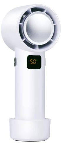 Lifetime Air Wireless Bladeless Fan - USB-Lüfter mit wiederaufladbarem Akku - Handventilator 4 Geschwindigkeiten - Kompakter tragbarer Lüfter mit Display - Weiß