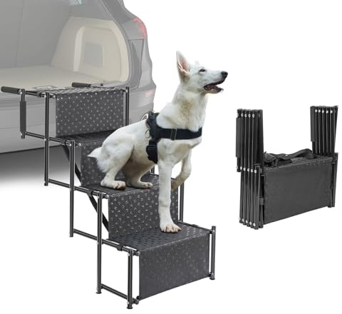 5-stufige Hunde-Autotreppe, Klappbar Hunderampe mit Rutschfester Oberfläche