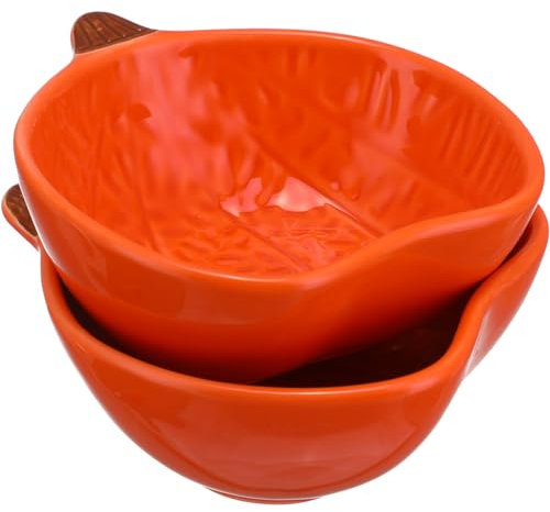 Baluue Set Di 2 Ciotole In Ceramica A Forma Di Zucca Piccoli Piatti Per Condire Piatti A Forma Di Zucca Per Halloween Ringraziamento Per Servire Spuntini Salse E Condimenti In Cucina.