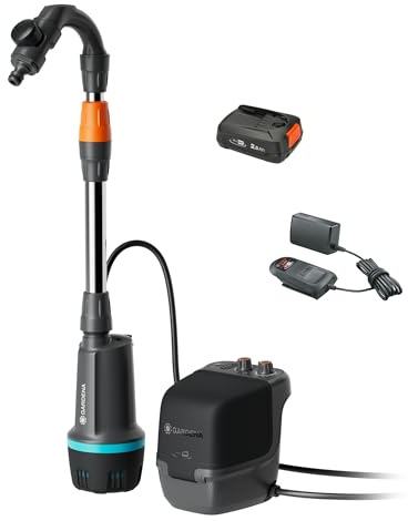 Gardena Pompa Per Cisterna A Batteria 2400 Comfort Automatic 18V P4A Set Pronto All’Uso: Pompa per acqua automatica, Programmazione dell'irrigazione, Timer funzione, Pressione costante (14605-20)