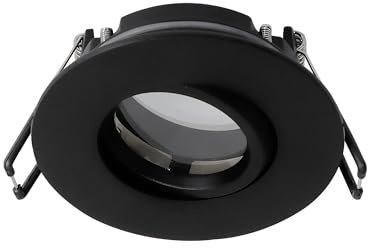 EDO Einbaustrahler POLI Schwarz - Einbaurahmen Rund Ø 95mm – Einbauleuchten mit Schwenkbar Ring – IP44 Deckenspots, Deckenleuchte für Badezimmer, Waschküche und Küche –ohne GU10/MR16-Fassung