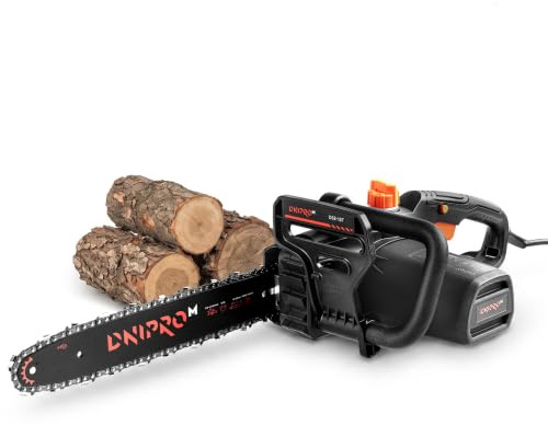 Dnipro-M Motosega elettrica 1600 W con catena 3/8 LP, tensionamento SDS senza chiave, barra 35 cm, arresto di emergenza, lubrificazione automatica e uso semi-professionale - DSE‑15T