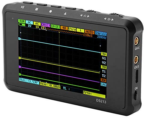 FTVOGUE DS213 Tablet-Oszilloskop, 4-Kanal-Handheld-Digitalspeicheroszilloskop-Kit, Mini-Touchscreen mit Hochspannungstastköpfen für Ingenieure