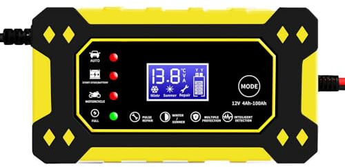 Motorcycle Battery for Harley Davidson Custom 1200, Car Battery Charger Intelligent Maintainer with Digital LCD Display, Pulse Repair Function