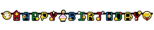 Amscan 9901293 - Partykette Happy Birthday Smiley Emoticons, Papier, 193 x 15 cm, Girlande, Hängedekoration, Geburtstag