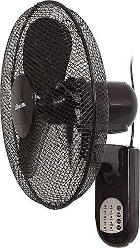 Branded 16 40cm Oscillating Wall Mounted Air Cool Fan with 3 Speed Settings, Timer & Remote Control (Black)