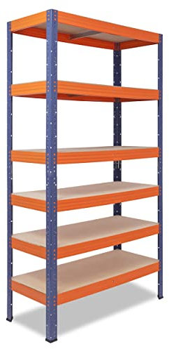 shelfplaza® 200x100x45cm Pro Étagère Charge Lourde Bleu-Orange/Etagere Metal 6 Plateaux/capacité d' étagere métallique 166kg / Meuble Etagere Rangement Garage/etageres Rangement Atelier
