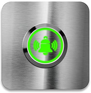 Metzler Türklingel-Schild Edelstahl - LED-beleuchtet - Glocken-Symbol - quadratisch & modern - Geschenk Idee - Unterputz-Montage (LED Grün)