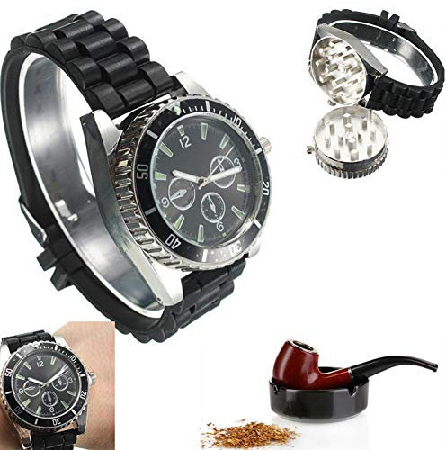 Oulensy Aleación del Metal de Cigarrillos Grinder Real de los Hombres del Reloj de la Hierba de la Especia de Tabaco del Cigarrillo Amoladora Trituradora de Corte Negro