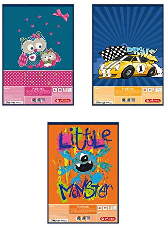 Herlitz Malblock A3 Comic, holzfreies Papier, 70 g/m², 30 Blatt, weiß (A3 | 2er Pack, Motive Sortiert)
