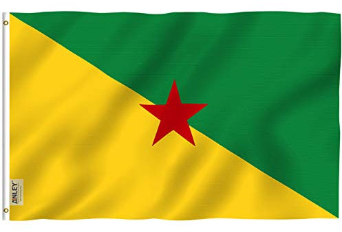 ANLEY Fly Breeze 3x5 pieds drapeau Guyane française - couleur vive et résistant à la décoloration UV - en-tête et double couture - drapeaux français Guyane polyester avec oeillets