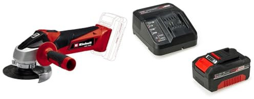 Einhell Smerigliatrice angolare a batteria TCAG 18/115 LiSolo Power XChange LiIon 18 V 8.500 min1 profondità di taglio max. 28 mm senza disco di taglio + Caricabatteria e Batteria da 4000 mAh LiIon