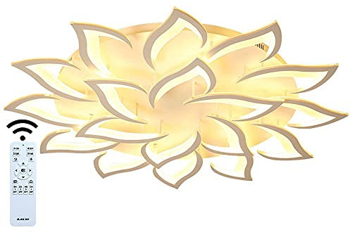 J.SUNUN Wohnzimmer LED Deckenleuchte, LED Kronleuchter Dimmbar Aluminiumlampe, 99W 6930LM Lichtfarbe/Helligkeit Einstellbar, für Schlafzimmer, Wohnzimmer, Flur, Küche,Φ120×11CM,Weiß