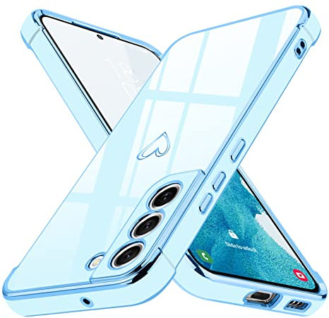 Lafunda kompatibel mit Samsung Galaxy S22 5G (6.1 Zoll) Handyhülle Mädchen Liebesherz Silikonhülle weich TPU Hülle Ultra dünn Stoßfeste Schutzhülle Bumper Silikon case für Samsung S22 5G Blau
